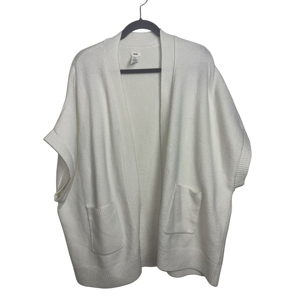 Aerie White unREAL Cape Cardigan Pockets Short Sleeves Oversized Cozy Medium